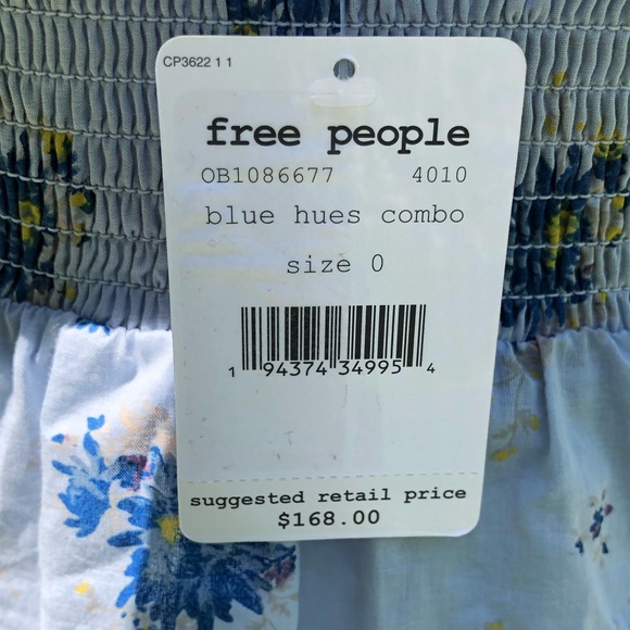 NWT Free People Blue Floral Sea Glass Midi Dress - Picture 15 of 16